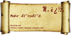 Mahr Árpád névjegykártya