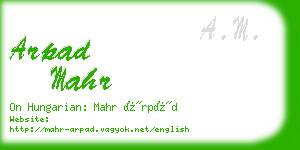arpad mahr business card